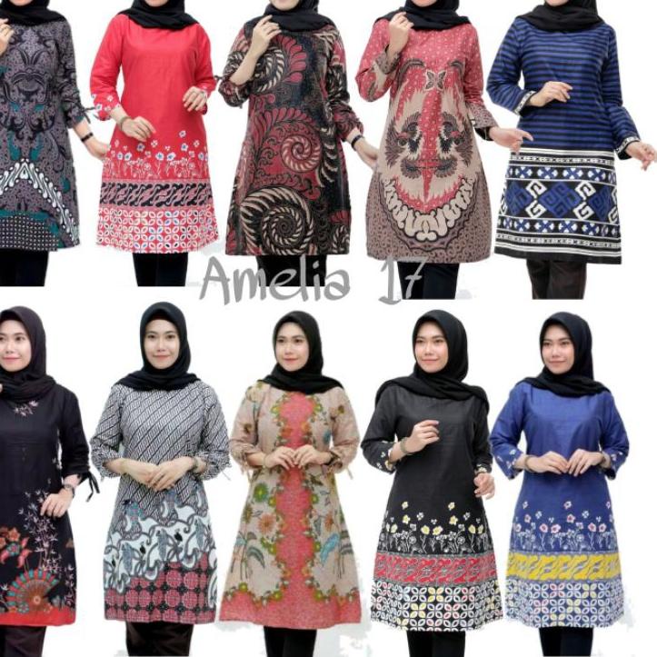 Jual Ready Model Baju Batik Wanita Terbaru 2022 Atasan Lengan Panjang