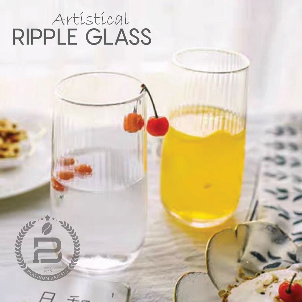 Jual Artistical Ripple Glass Cup Kaca Ml Kopi Susu Ripple Kristal Tinggi Yo Reum Aesthetic