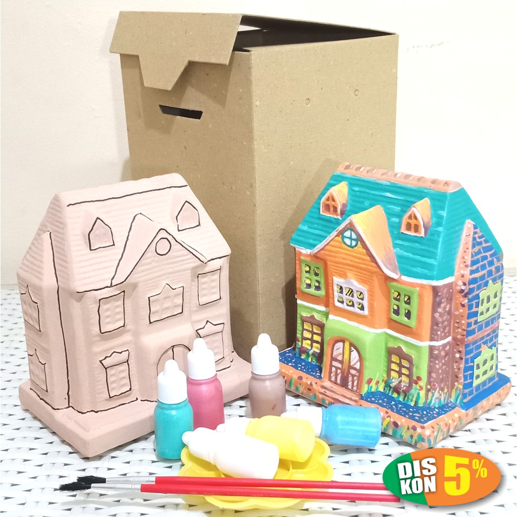 Jual MEWARNAI CELENGAN KERAMIK EDUKASI MODEL RUMAH | Shopee Indonesia