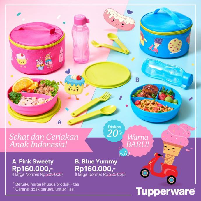 Jual Tupperware / Tuperware / Tuper ware lunch box set tas Biru