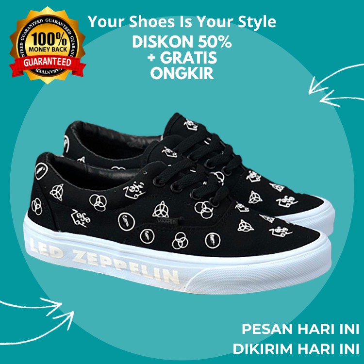 Jual BISA GRAB VANS ERA LED ZEPPELIN BLACK TRUE WHITE WAFFLE DT SEPATU VANS ERA VANS ERA ORIGINAL Shopee Indonesia