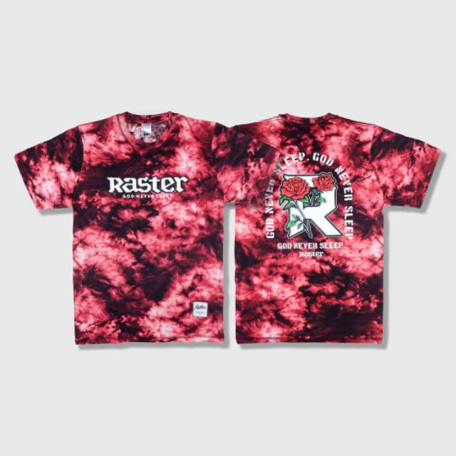 Jual T-shirt Raster Tiedye Red Matrial sablon plastisol code 