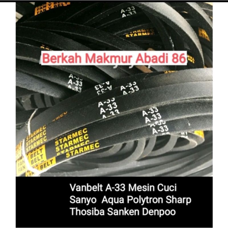 Jual Karet Vanbelt Mesin Cuci 2 Tabung A-33 Sanyo-Aqua Vanbel Fan V ...