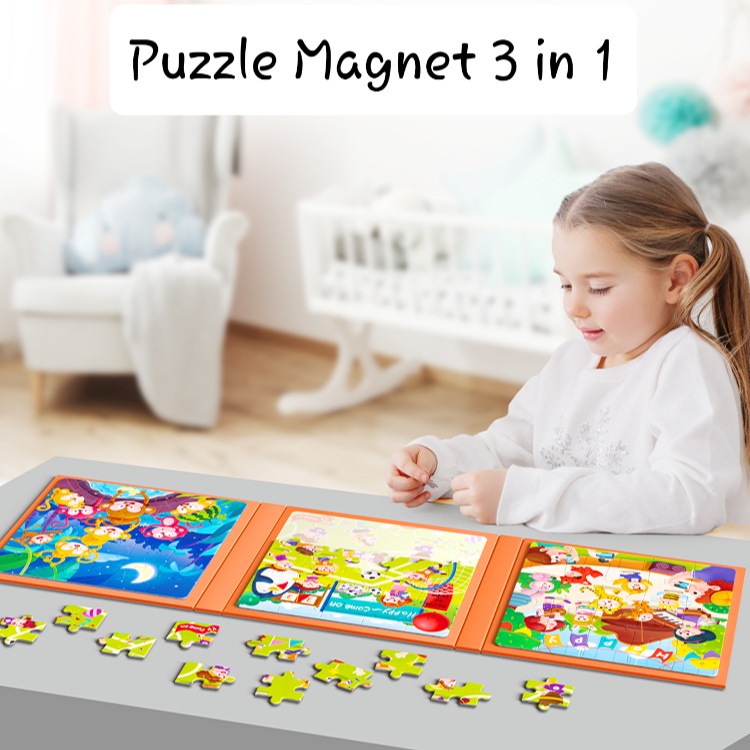 Jual [FUNNY]Mainan Buku Puzzle Magnet 3 In 1 Dengan 5 Step Variasi ...