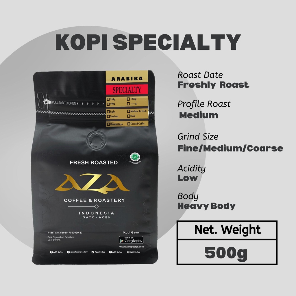 Jual AZA Coffee-Kopi Specialty Arabika Gayo Aceh Coffe 500g | Shopee ...
