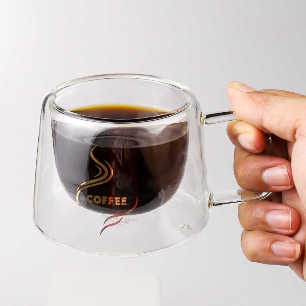 Jual One Two Cups Cangkir Kopi Anti Panas Double Wall Glass Dome 170ml Shopee Indonesia 8239