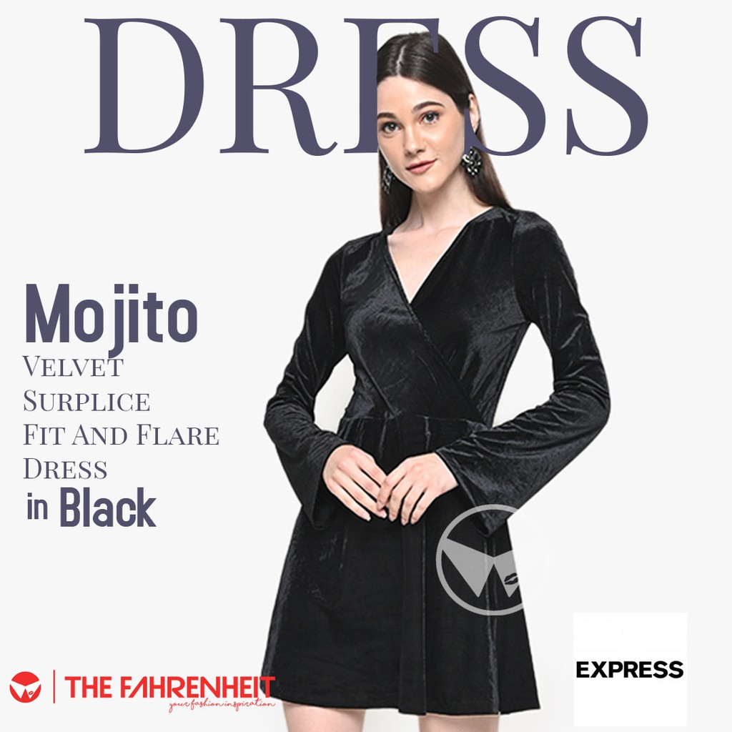 Express surplice fit store and flare dress