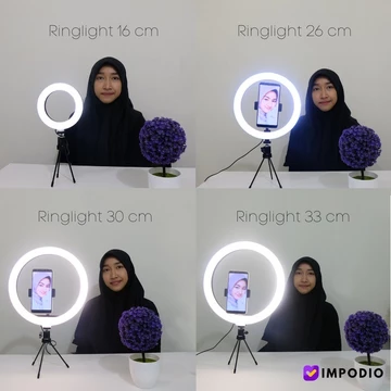 Impodio Ringlight Diameter 26 CM 3 Warna Dimmable
