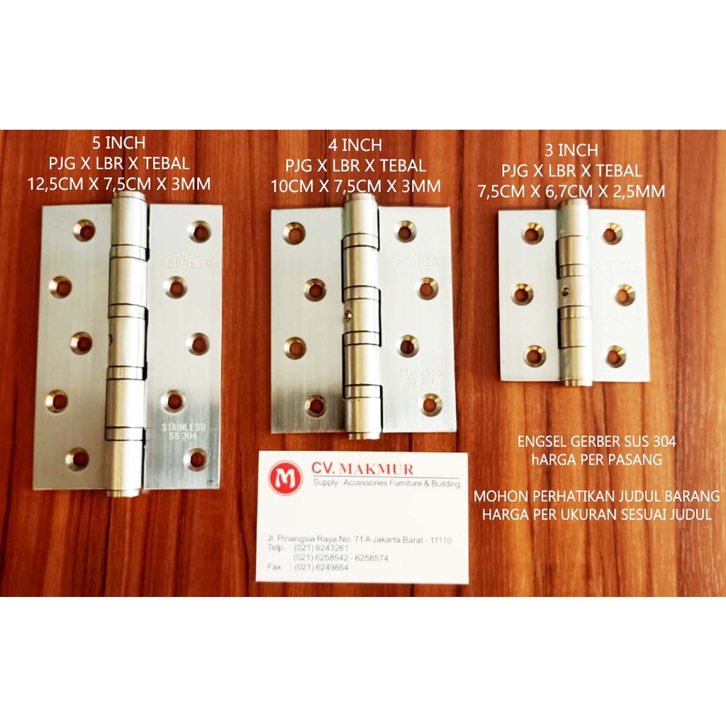 Jual Hinges Engsel Pintu Atau Jendela Gerber Kupu Size Inch Sus Shopee Indonesia