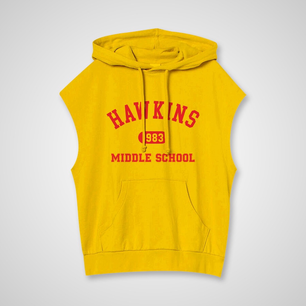 Jual SLEEVELESS HOODIE ROMPI HAWKINS MIDDLE SCHOOL VEST ATASAN