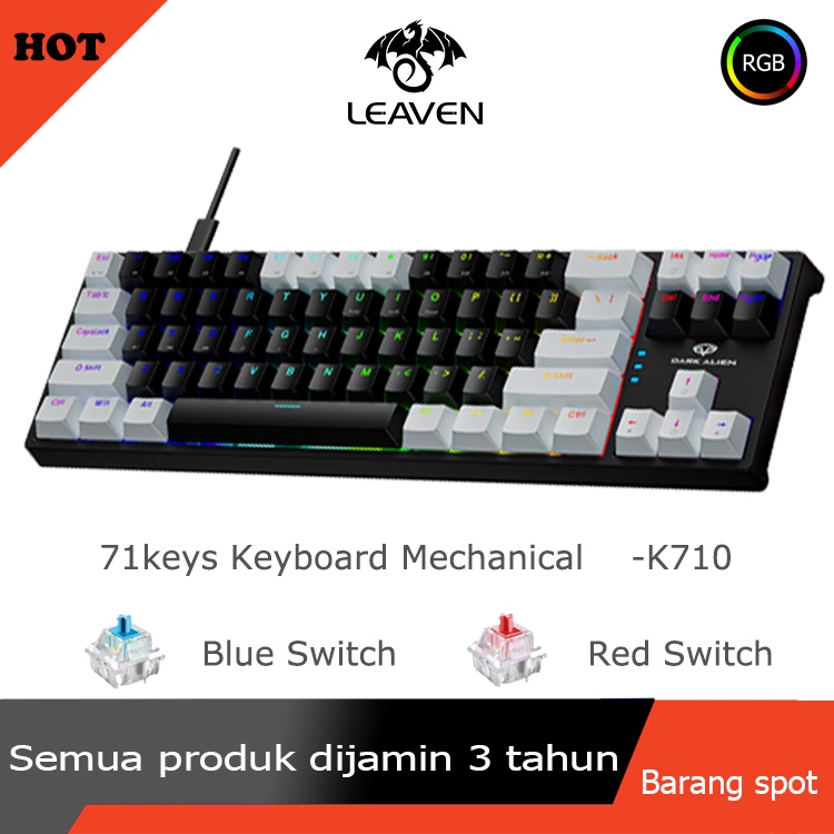 Jual DARK ALIEN K710 keyboard mechanical tkl RGB wired type-c blue switch  red switch hotswap mechanical keyboard gaming Shopee Indonesia