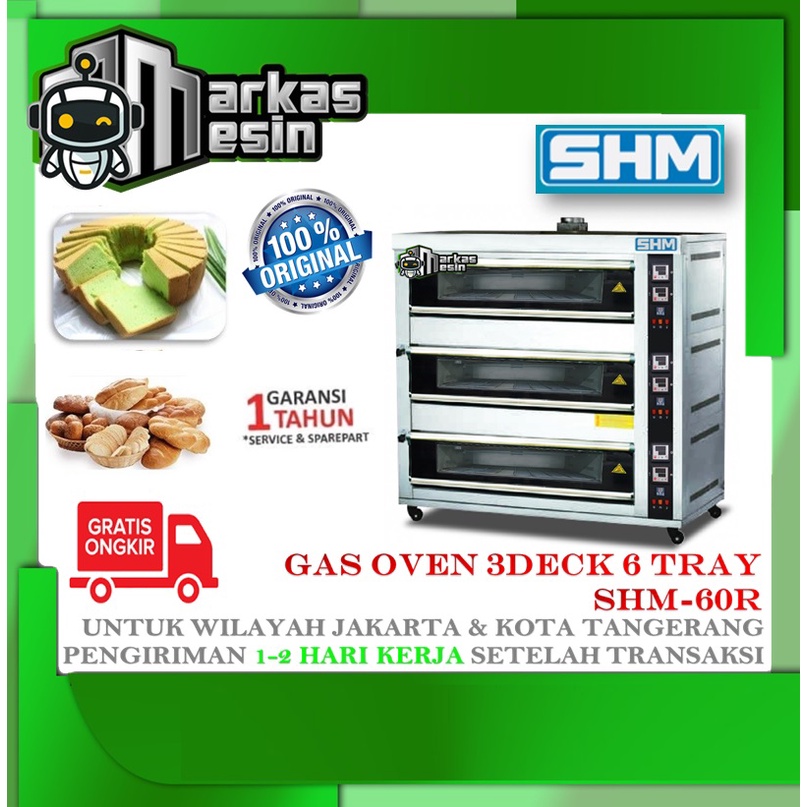 Jual Gas Oven Roti 3 Deck 6 Tray Pemanggang Roti Shm 60r Sinmag