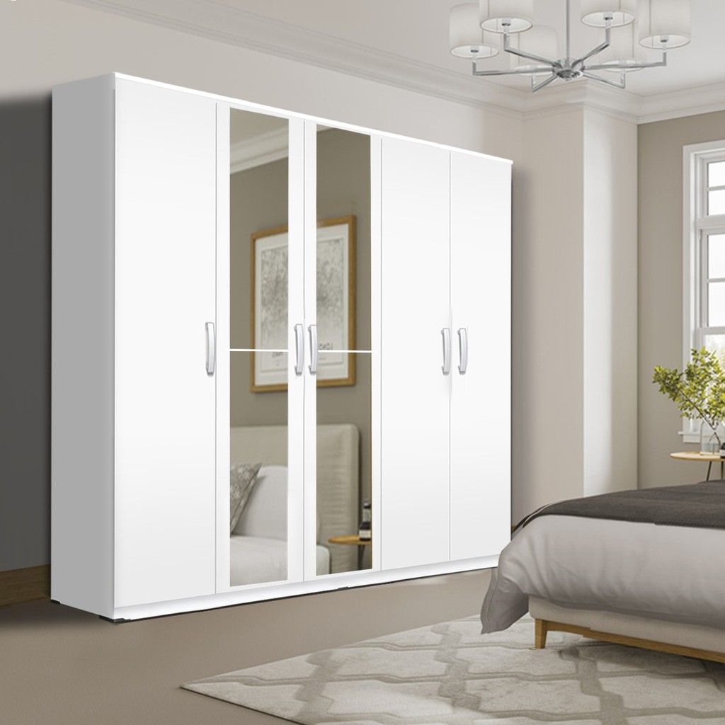 Jual LEMARI 3 pintu 4 pintu dan 5 pintu dengan cermin warna putih