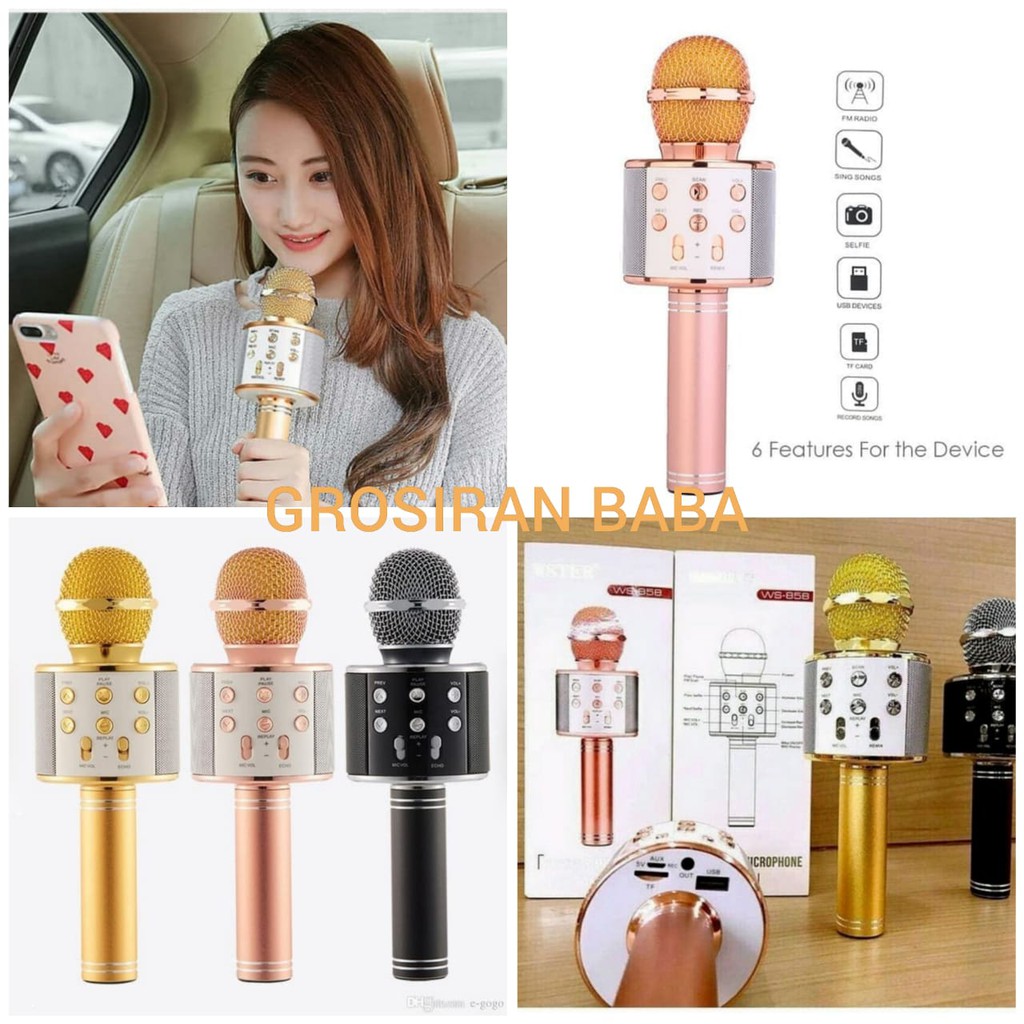 Jual MIC WIRELESS MIC BLUETOOTH SMULE KARAOKE 858 | Shopee Indonesia