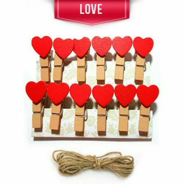 Jual Penjepit Foto Penjepit Kayu Love Penjepit Kertas Wooden Clip Set Shopee Indonesia