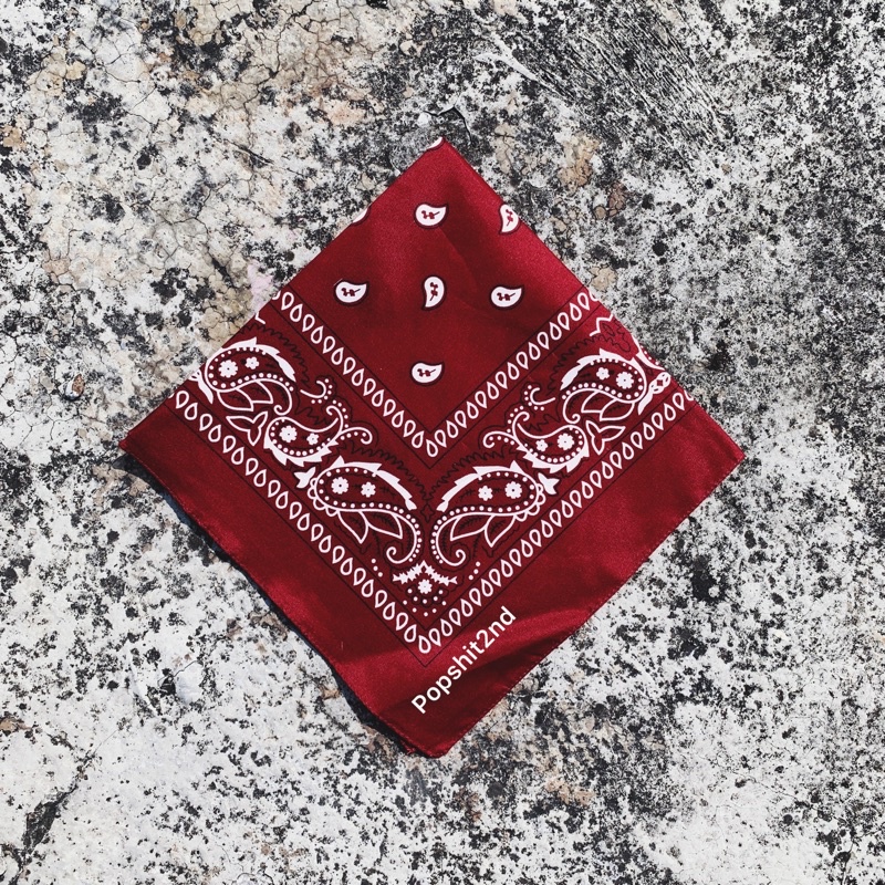 Jual Bandana slayer warna MERAH TUA / WINE RED motif paisley | Shopee