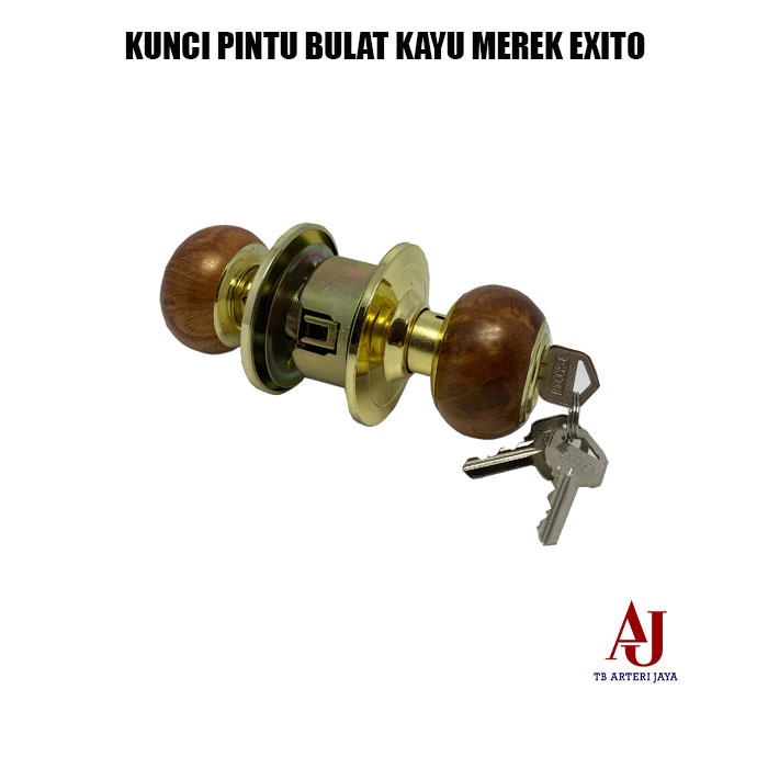 Jual Kunci Pintu Kamar Mandi Bulat Motif Kayu Merek Exito Handle Pintu