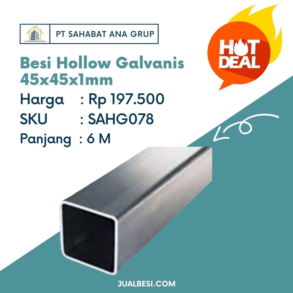 Jual Besi Hollow Galvanis 45x45x1mm | Shopee Indonesia