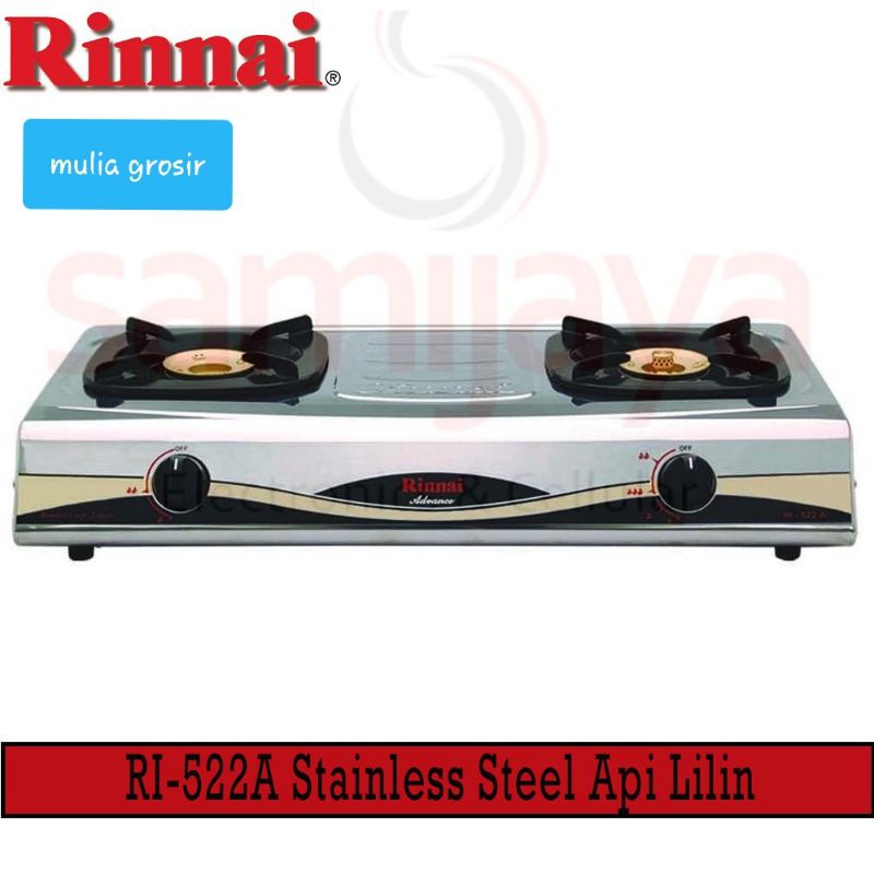 Jual Kompor Rinnai Stainless Api Lilin RI 522 A/ Kompor Gas Rinnai 2 Tungku  RI 522A | Shopee Indonesia