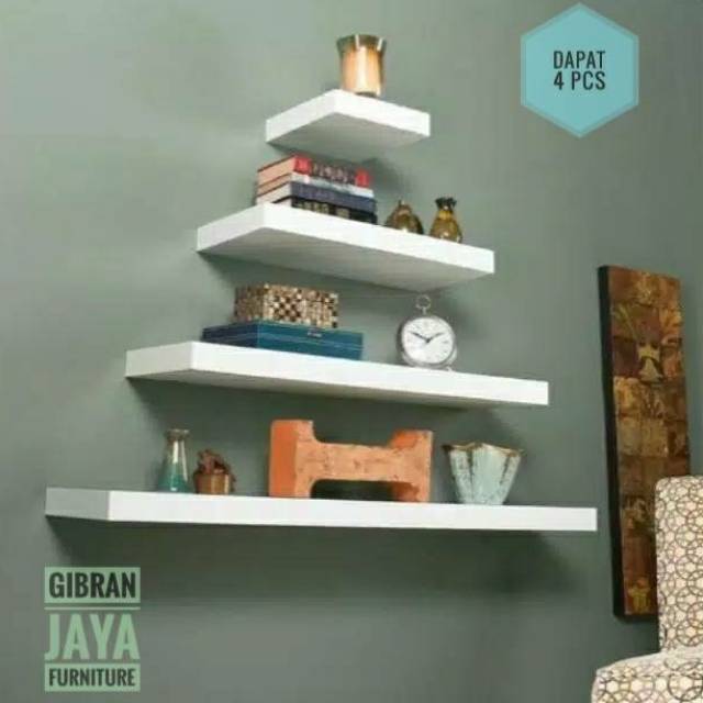Jual 4pcs Rak dinding minimalis ambalan 20,30,40,50 rak bunga melayang ...