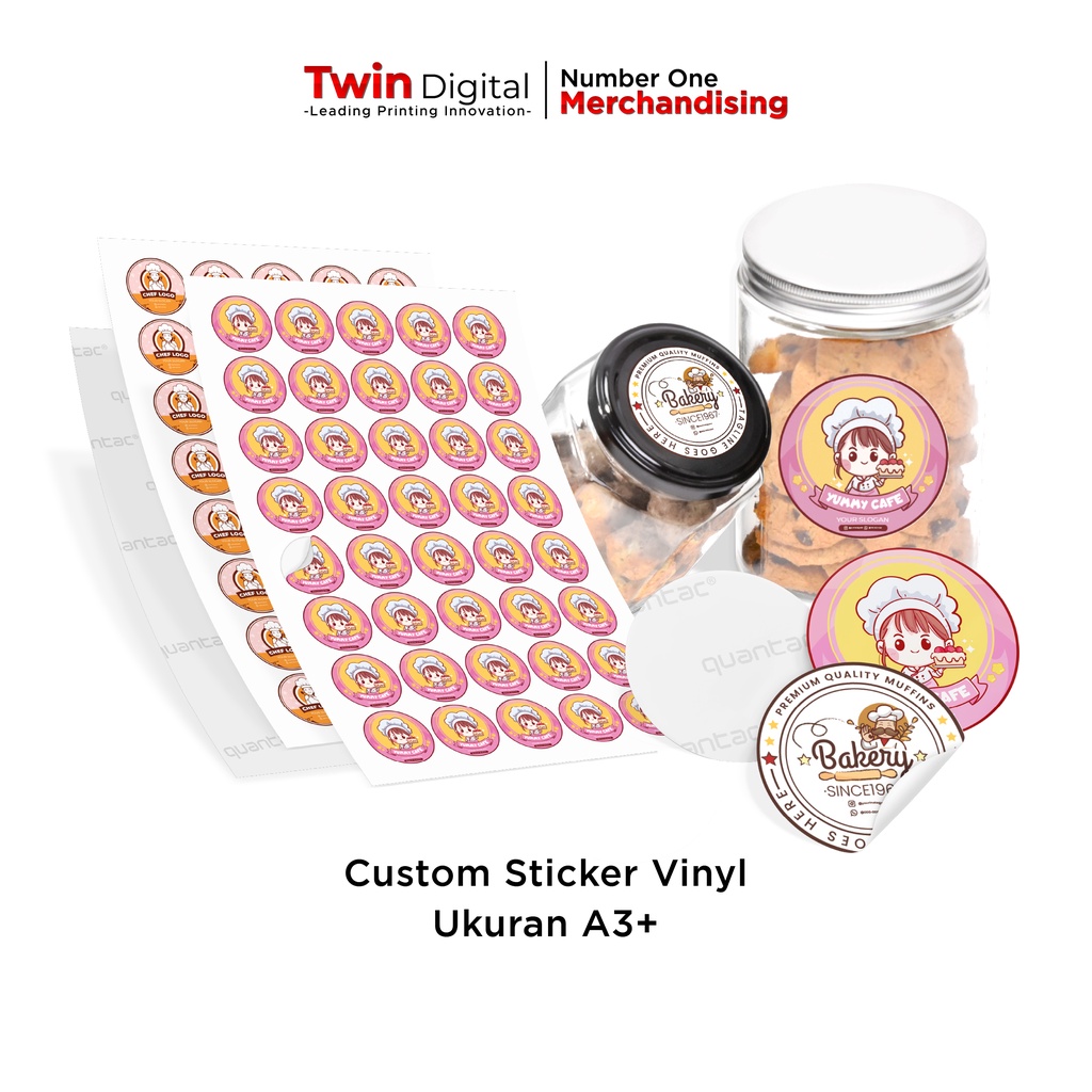 Jual Twindigital Custom Sticker Label Vinyl A3 Kemasan Produk Olshop Makanan Minuman Waterproof 9009