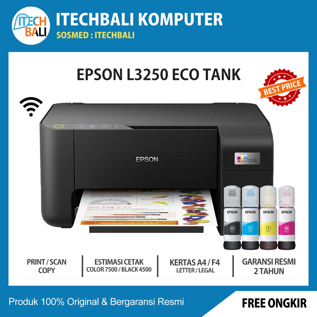 Jual Printer Epson L3250 Print Scan Copy Wifi Ink Tank Printer Itechbali Shopee Indonesia 1331