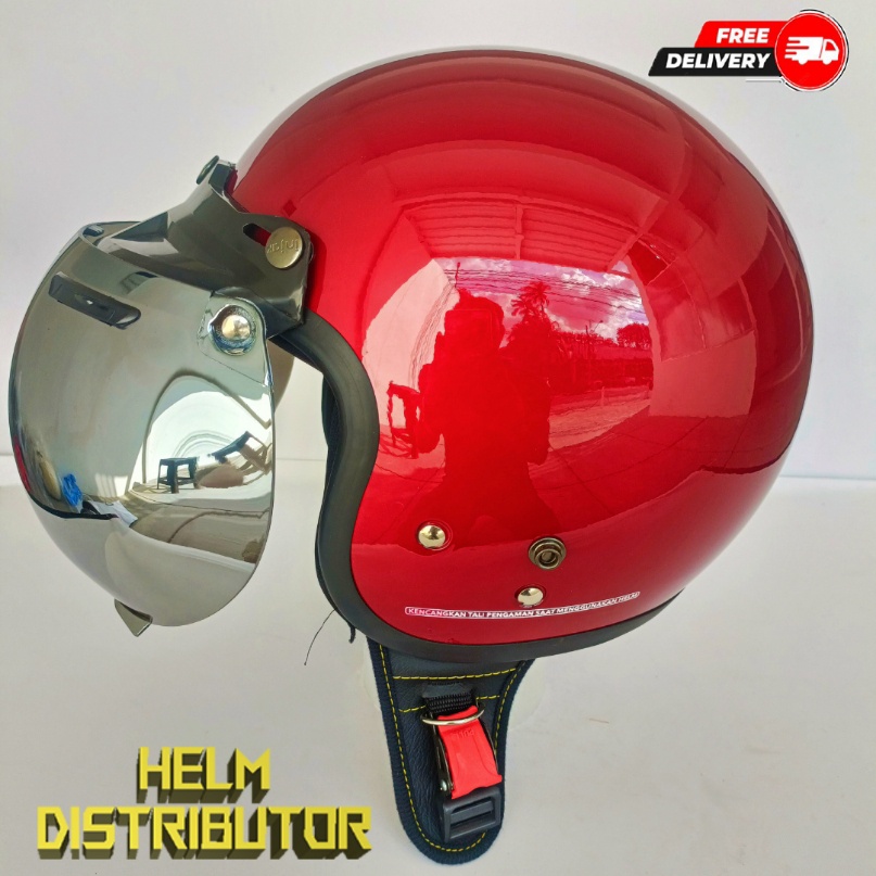 Jual Helm Bogo Retro Dewasa Kualitas Premium Kaca Cembung Full Leher Untuk Pria Dan Wanita Sni