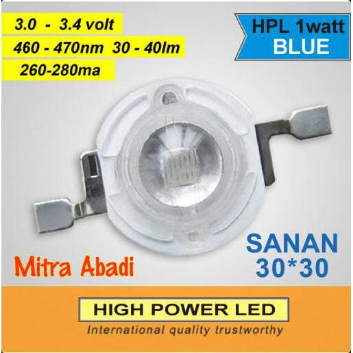 Jual HPL 1 Watt Saman Blue/Biru 30x30 260-280 mA | Shopee Indonesia