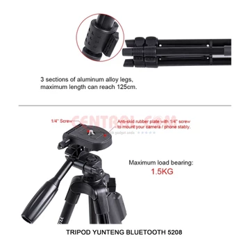 Tripod YUNTENG VCT 5208 Remote Bluetooth Tomsis Tripod Penyangga Handphone Kamera Holder U