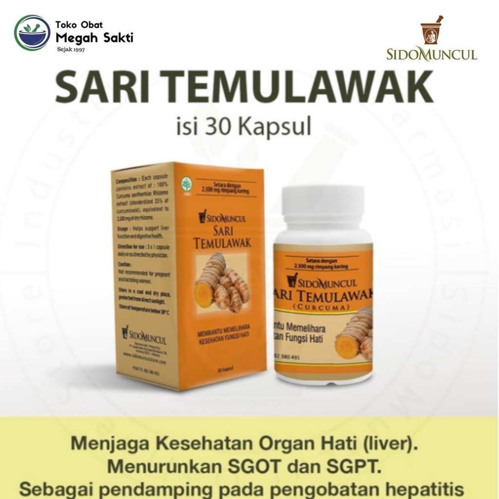 Jual Sidomuncul Sari Temulawak Untuk Kesehatan Organ Hati 30 Kapsul Shopee Indonesia 5139