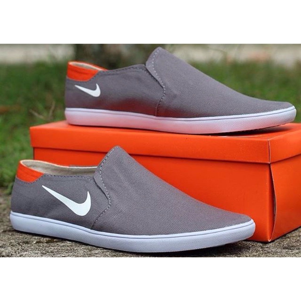 Sepatu Slip On Nike Pria Casual Kualitas Premium Abu Abu Terlaris