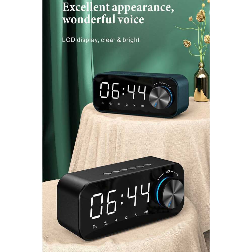 Jual Speaker Bluetooth Portable Ada Fitur Jam Alarm Meja | Shopee Indonesia