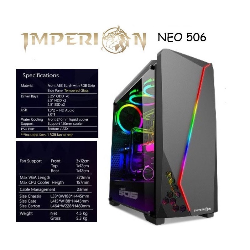 Jual Imperion Casing Neo 506 ( include 3 Fan RGB ) | Shopee Indonesia