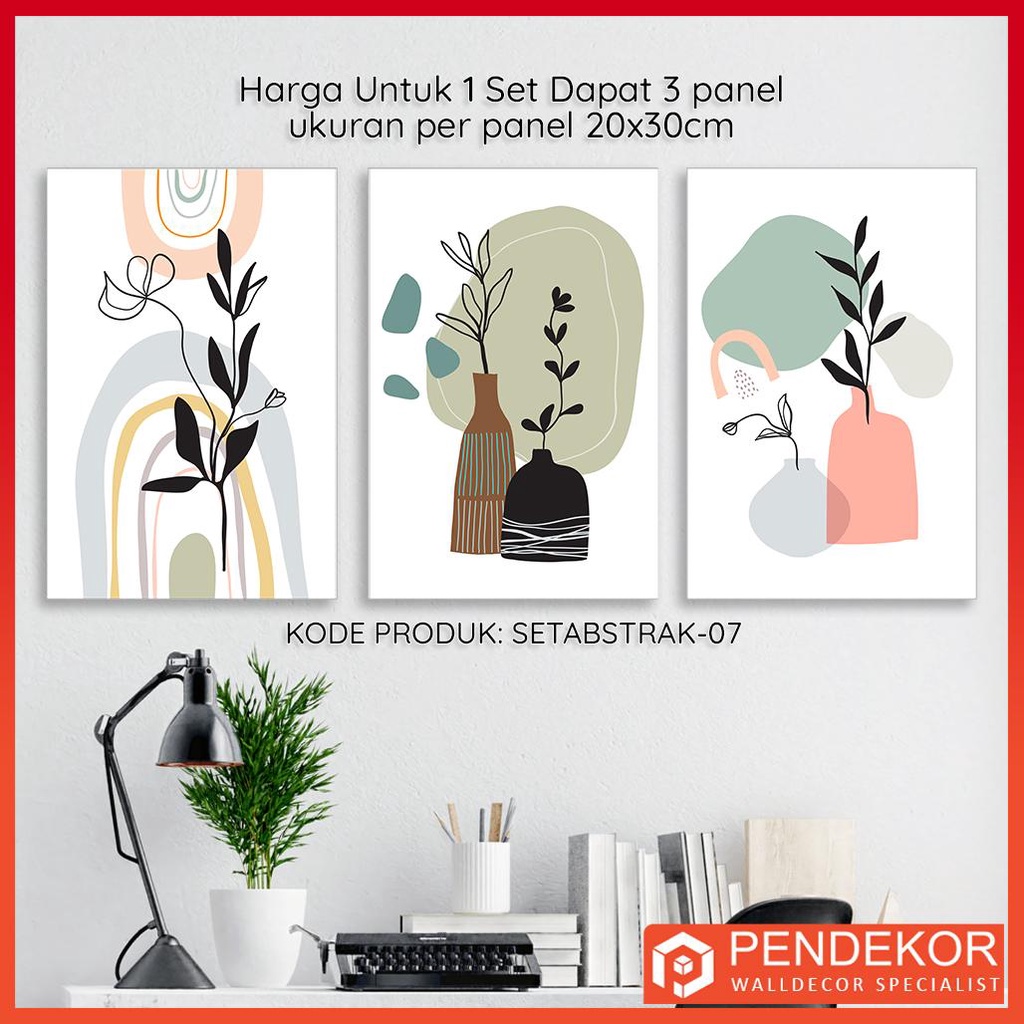 Set Hiasan Dinding Abstrak Dapat 3 Panel Walldecor - SETABSTRAK-07