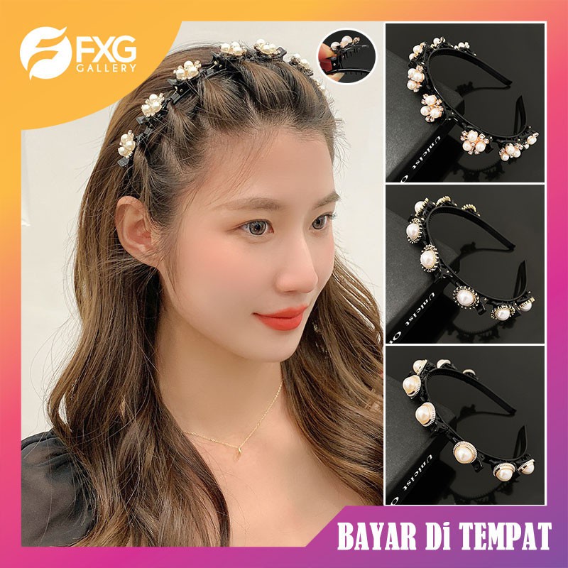 Jual Fxg 2in1 Bando Include Jepit Rambut Fashion Korea Pola Mutiara Wanita Dewasa Bnd06 Bisa 