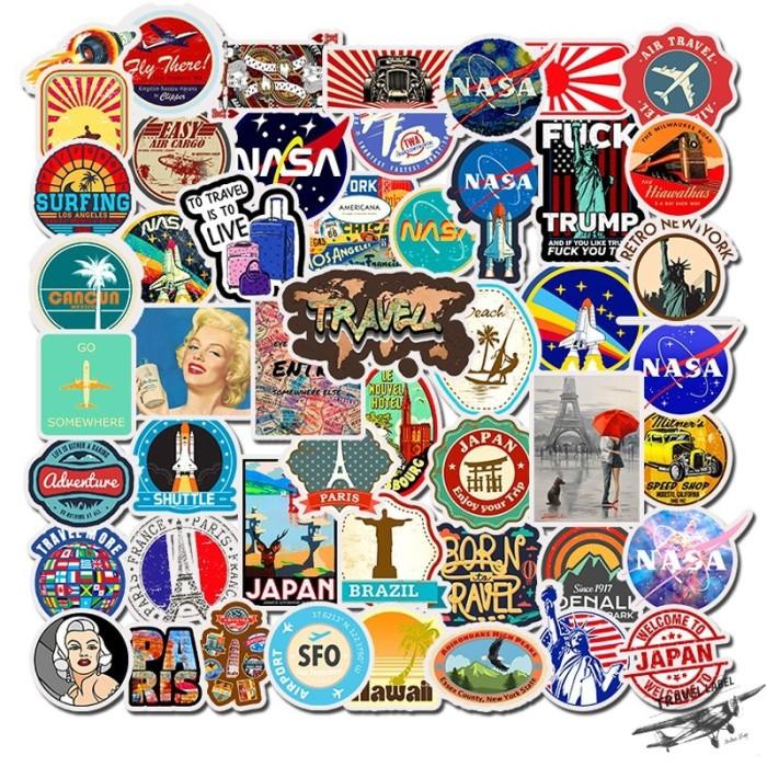 Jual Stiker Koper 1 Set Isi 50 Pcs : Vintage Retro World Traveling ...