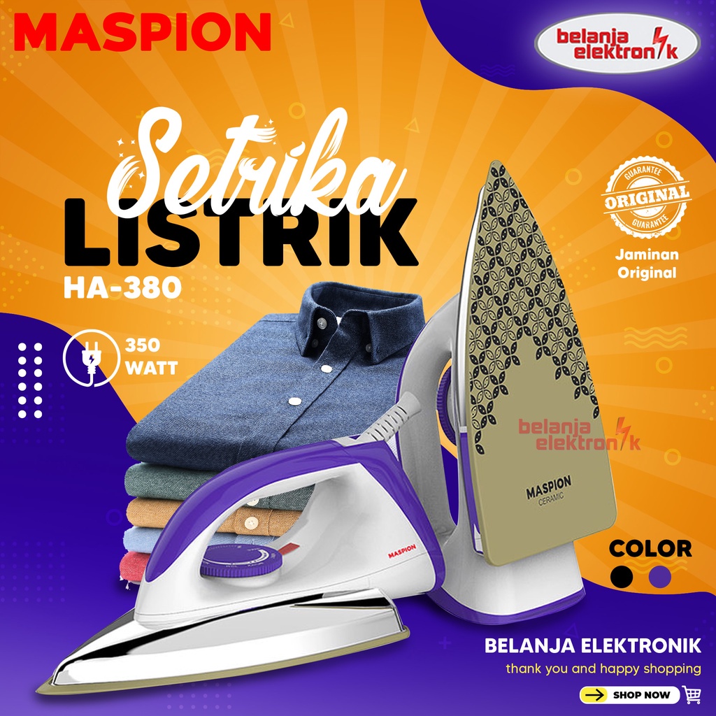 Jual Setrika Listrik Maspion Ha Dengan Ceramic Coating Gosokan Baju