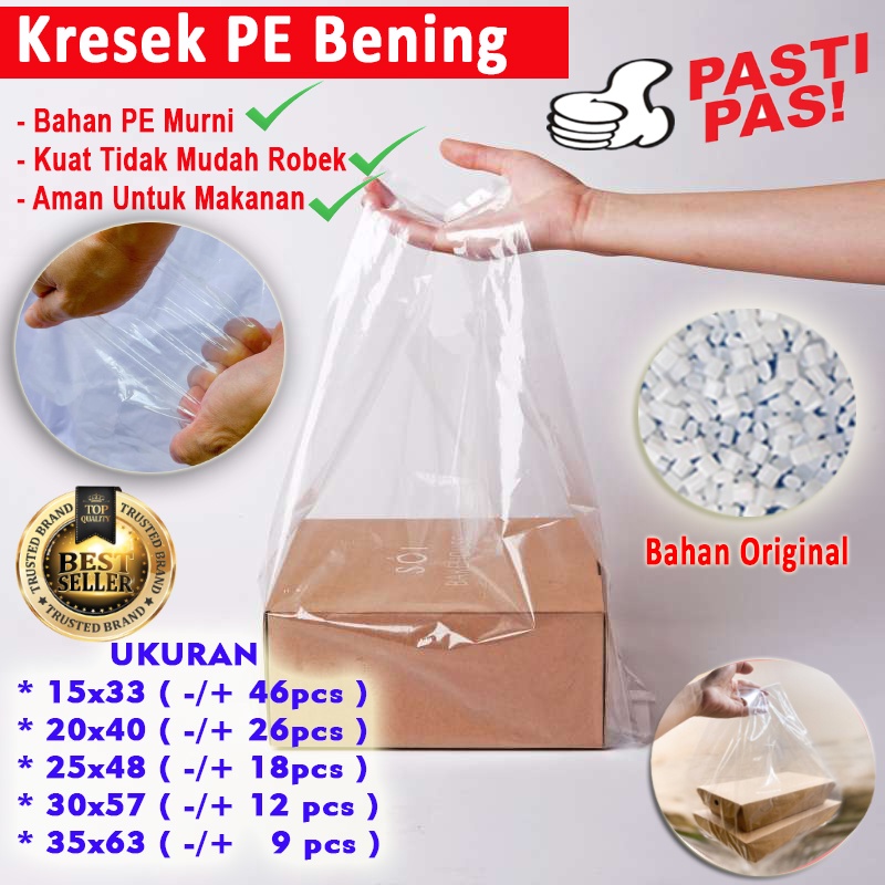 Jual Kresek Pe Bening Plastik Kresek Pe Bening Kantong Kresek Pe Bening Transparan Uk 1520 2398