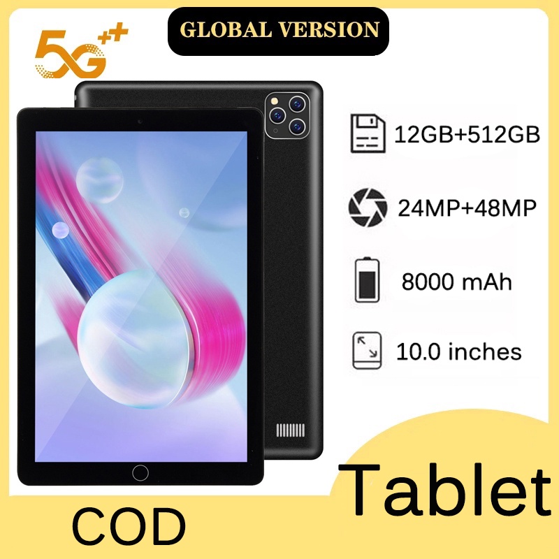 Jual (COD) Merek Baru Tablet 12GB + 512GB 10.0 Inci Android 10.0 Tablet ...