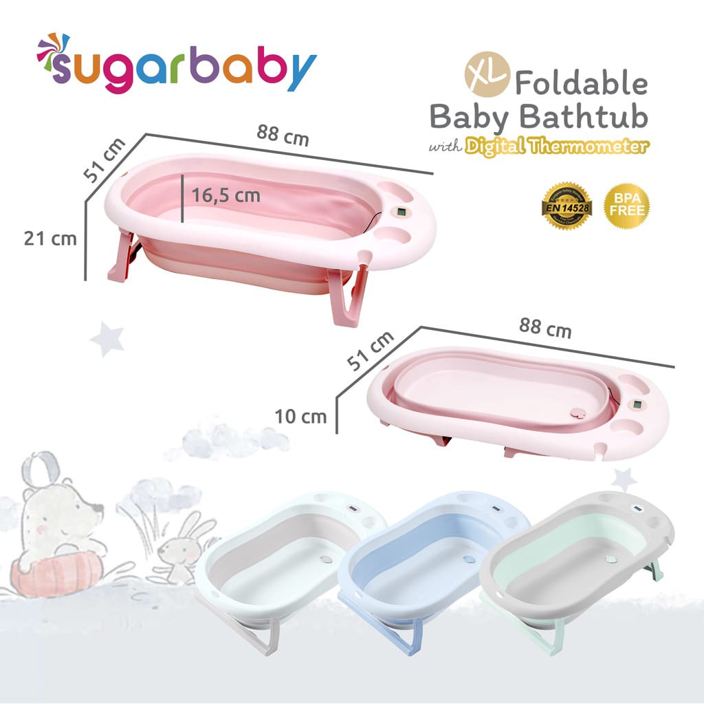 Jual Sugar Baby Foldable Baby Bathtub with Digital Thermometer F88