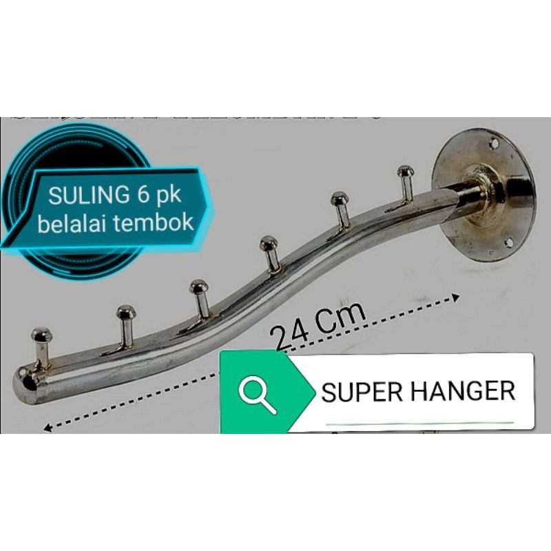 Jual SULING TEMBOK TEKUK 6 TITIK / Hanger Suling Tembok 6 Titik ...