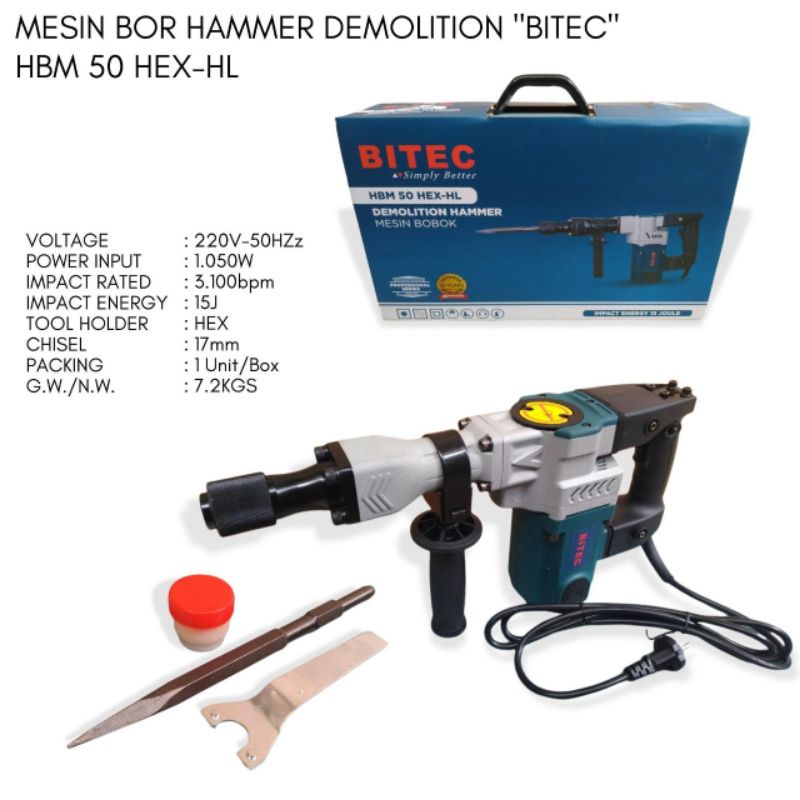 Jual Mesin Bor Bobok Tembok Beton BITEC HBM 50 HEX - HL Demolition ...