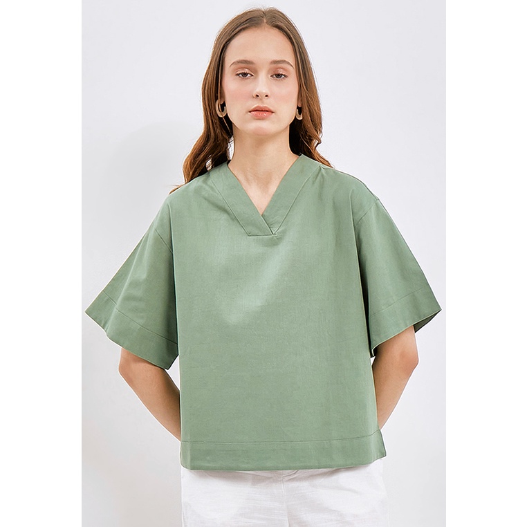 Jual Et Cetera V Neck Short Sleeve Blouse Shopee Indonesia