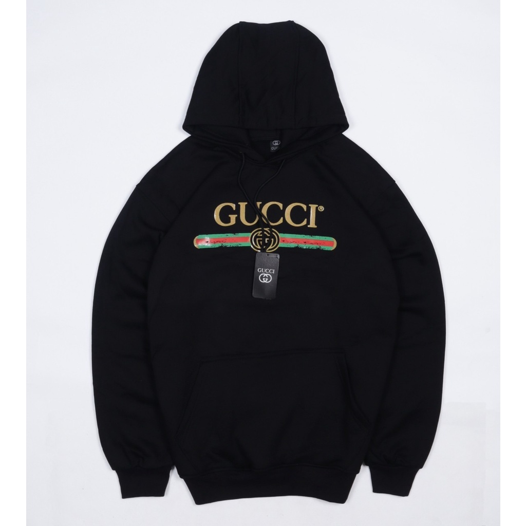 HOODIE JUMPER HYPEBEAST CASUAL GUCCI PREMIUM AUTHENTIC JAKET SWEATER HOODIE GUCCI FULLTAG LABEL HITAM