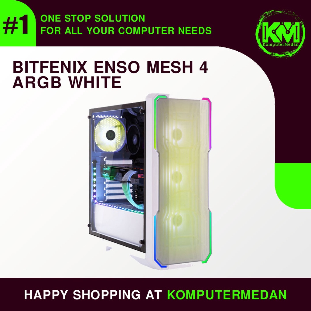 Jual Casing PC Gaming Bitfenix Enso Mesh White 4 Fan ARGB | Shopee ...