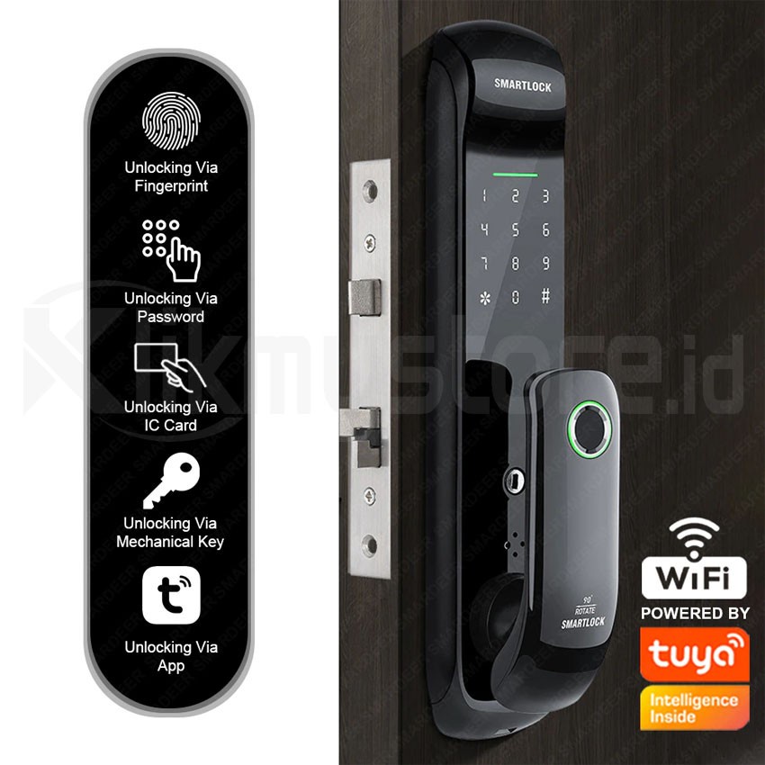 Jual F08 Smart Door Lock Fingerprint Wifi Handle Pintu Sidik Jari Tuya ...