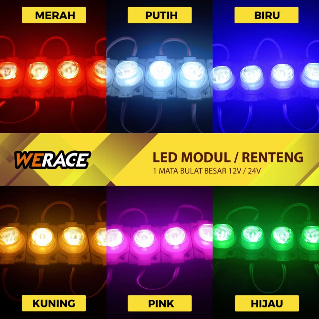 Jual WERACE Lampu LED Modul / Renteng 1 Mata Bulat Besar 12V Dan 24V ...
