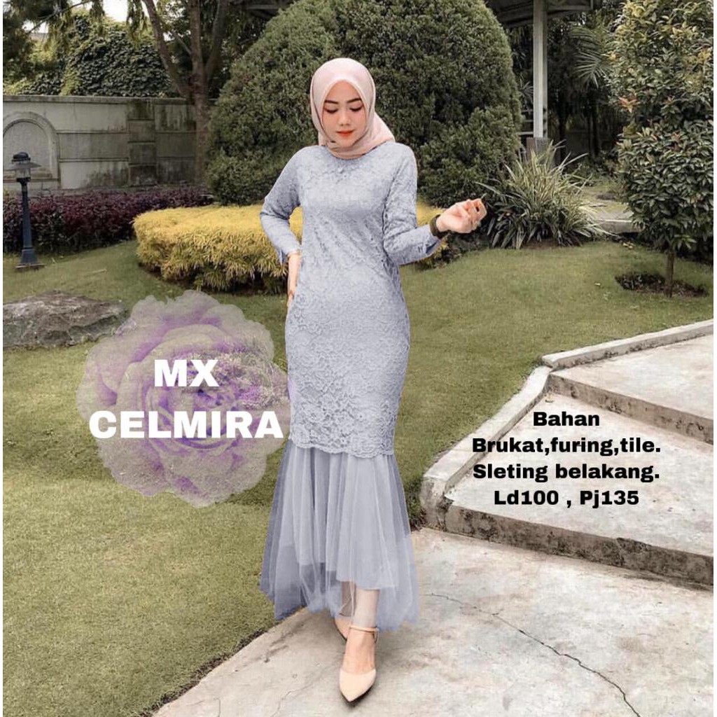 Jual mx CELMIRA JUMBO BRUKAT MAXY TILE / GAUN PESTA WANITA LENGAN ...