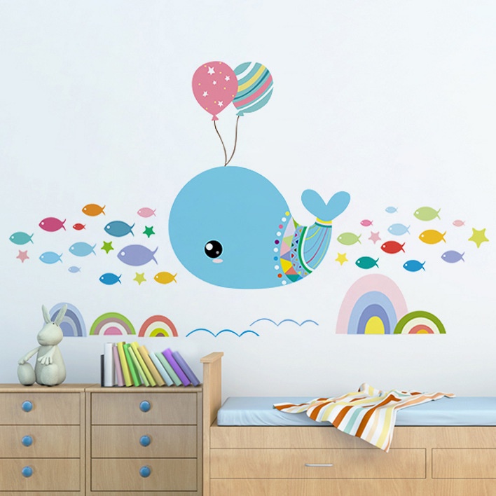 Jual Reliza Wall Sticker Ikan Paus Ballon Blue Fish Stiker Dinding ...