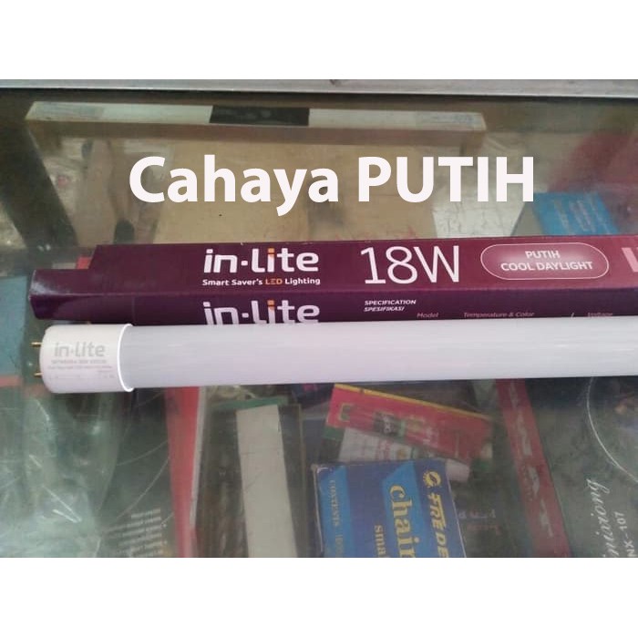 Jual Lampu TL LED/Neon LED T8 18w 120cm IN-LITE (kaca) tube in lite ...